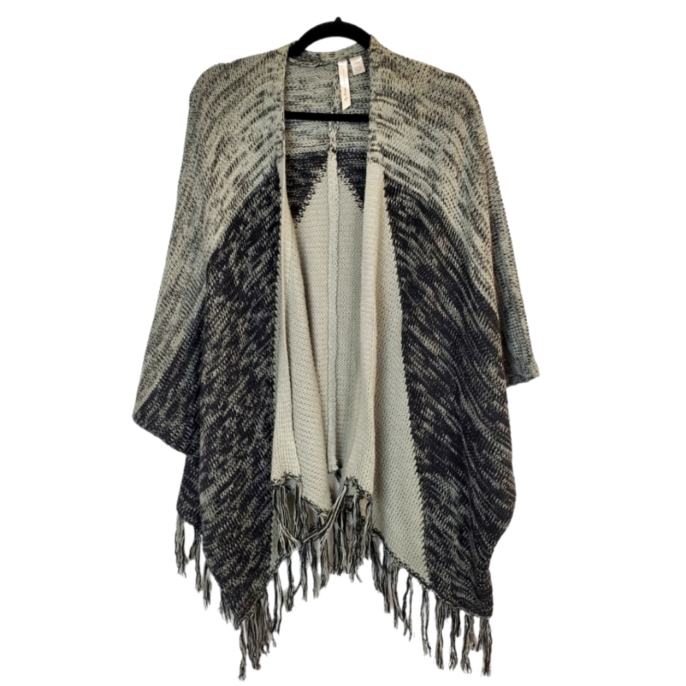 *Host Pick* Poncho Cardigan Sweater, Black & Grey Colorblock, Size Small Medium